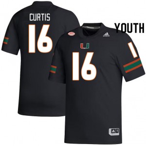 Youth Malik Curtis Black Miami College Football #16 Jersey 377733-708