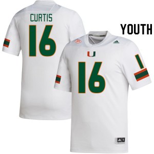 Youth Malik Curtis White Hurricanes College Football #16 Jersey 809351-250