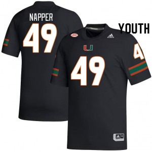 Youth Mason Napper Black University of Miami College Football #49 Jersey 148778-117
