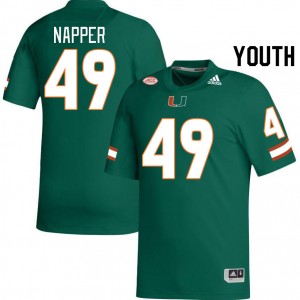 Youth Mason Napper Green Hurricanes College Football #49 Jersey 865123-458