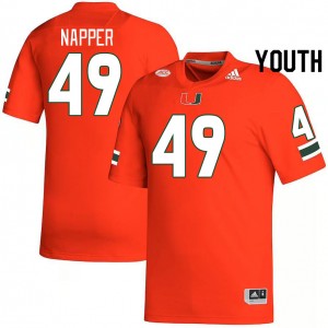 Youth Mason Napper Orange Miami College Football #49 Jersey 869837-115