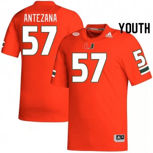 Youth Matt Antezana Orange Miami College Football #57 Jersey 610984-698