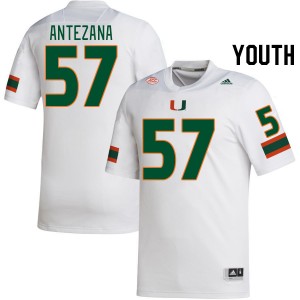 Youth Matt Antezana White Hurricanes College Football #57 Jersey 619089-306