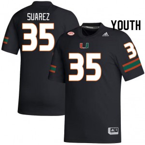 Youth Michael Suarez Black Hurricanes College Football #35 Jersey 605045-808
