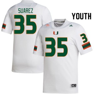 Youth Michael Suarez White Miami Hurricanes College Football #35 Jersey 954248-936