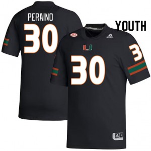 Youth Mike Peraino Black Miami Hurricanes College Football #30 Jersey 655472-353