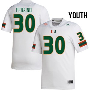 Youth Mike Peraino White Hurricanes College Football #30 Jersey 534961-189