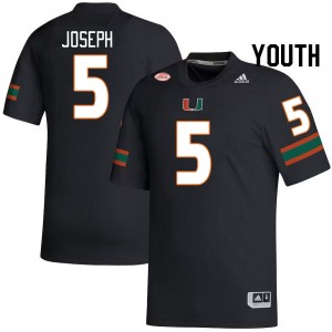 Youth Nathaniel Joseph Black University of Miami College Football #5 Jersey 544953-116