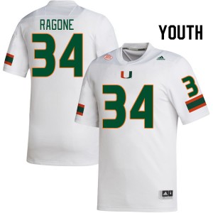 Youth Ryan Ragone White Miami Hurricanes College Football #34 Jersey 450332-191
