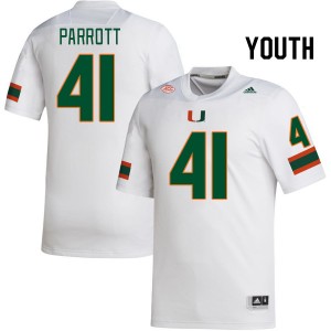 Youth Seth Parrott White University of Miami College Football #41 Jersey 543186-727