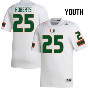 Youth Terry Roberts White Hurricanes College Football #25 Jersey 872692-807