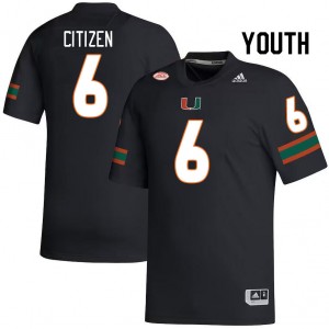Youth TreVonte Citizen Black Miami Hurricanes College Football #6 Jersey 826805-928