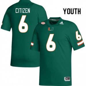 Youth TreVonte Citizen Green Miami College Football #6 Jersey 366236-735