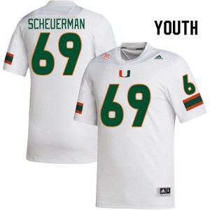 Youth Trent Scheuerman White University of Miami College Football #69 Jersey 187385-109