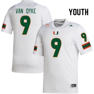 Youth Tyler Van Dyke White Miami College Football #9 Jersey 294822-546