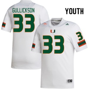 Youth Wade Gullickson White Miami College Football #33 Jersey 531318-145