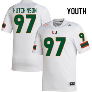 Youth Will Hutchinson White Miami Hurricanes College Football #97 Jersey 566038-849