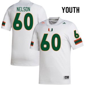 Youth Zion Nelson White Miami College Football #60 Jersey 539560-444