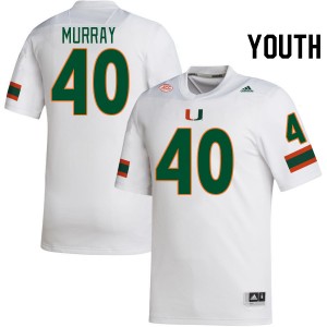 Youth Abram Murray White Miami Hurricanes College Football #40 Jersey 385275-699