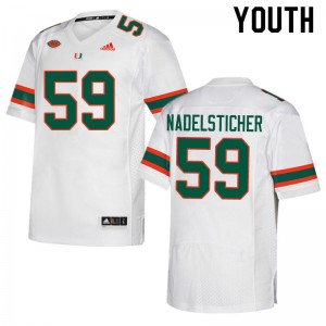Youth Alan Nadelsticher White Miami Adidas Football #59 Jersey 811042-143