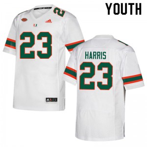 Youth Cam'Ron Harris White Miami Adidas Football #23 Jersey 305109-414
