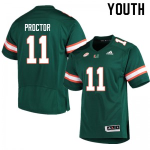 Youth Carson Proctor Green Miami Hurricanes Adidas Football #11 Jersey 449013-820