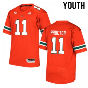 Youth Carson Proctor Orange Miami Adidas Football #11 Jersey 928587-545