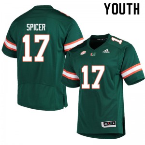 Youth Jack Spicer Green Hurricanes Adidas Football #17 Jersey 897781-207