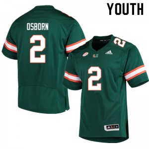 Youth K.J. Osborn Green Miami Adidas Football #2 Jersey 570568-460