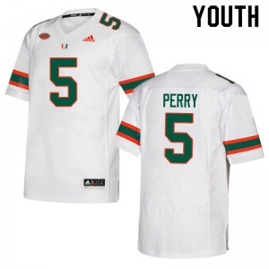 Youth N'Kosi Perry White Hurricanes Adidas Football #5 Jersey 523863-434