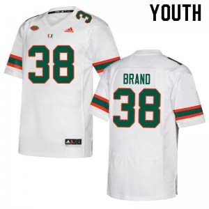 Youth Robert Brand White Miami Adidas Football #38 Jersey 634953-758