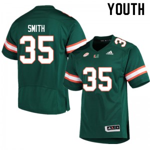 Youth Zac Smith Green Hurricanes Adidas Football #35 Jersey 649469-858