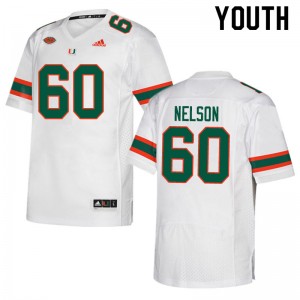Youth Zion Nelson White Hurricanes Adidas Football #60 Jersey 969097-366