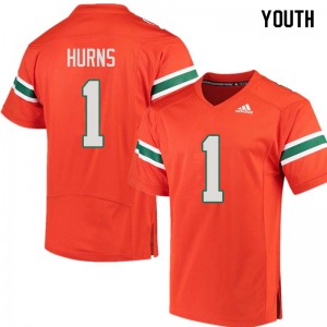 Youth Allen Hurns Orange Hurricanes College Football #1 Jersey 683625-424