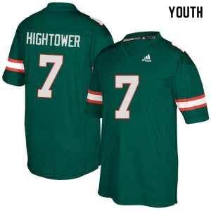 Youth Brian Hightower Green Miami College Football #7 Jersey 692313-347