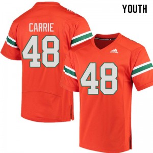 Youth Calvin Carrie Orange Miami Hurricanes College Football #48 Jersey 545719-518