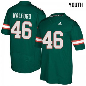 Youth Clive Walford Green University of Miami College Football #46 Jersey 560258-989