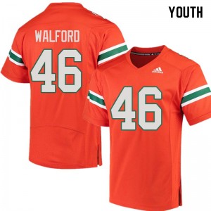 Youth Clive Walford Orange Miami College Football #46 Jersey 420411-325