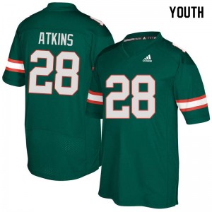 Youth Crispian Atkins Green University of Miami College Football #28 Jersey 126910-663