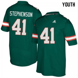 Youth Darian Stephenson Green Miami College Football #41 Jersey 679845-767