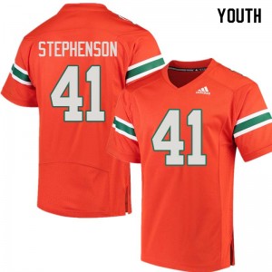Youth Darian Stephenson Orange Miami Hurricanes College Football #41 Jersey 166480-435