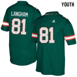 Youth Darrell Langham Green Miami Hurricanes College Football #81 Jersey 879802-185