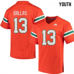 Youth DeeJay Dallas Orange Miami College Football #13 Jersey 618647-352