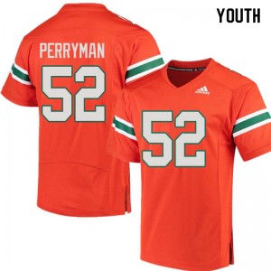Youth Denzel Perryman Orange Miami College Football #52 Jersey 365133-112