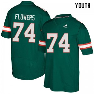 Youth Ereck Flowers Green University of Miami College Football #74 Jersey 917667-856