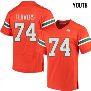 Youth Ereck Flowers Orange Miami Hurricanes College Football #74 Jersey 460084-836