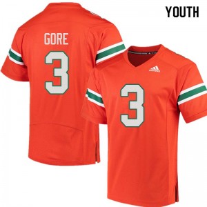 Youth Frank Gore Orange Miami College Football #3 Jersey 713648-231