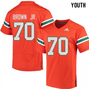 Youth George Brown Jr. Orange University of Miami College Football #70 Jersey 958421-394