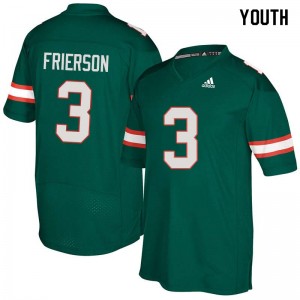 Youth Gilbert Frierson Green Miami Hurricanes College Football #3 Jersey 529550-610