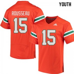 Youth Gregory Rousseau Orange Hurricanes College Football #15 Jersey 799631-833